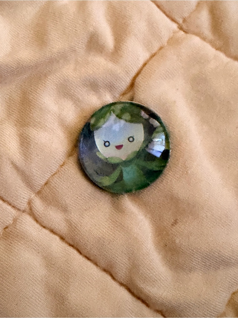 Pokemon Green Leaf Character Glass Pin - Green